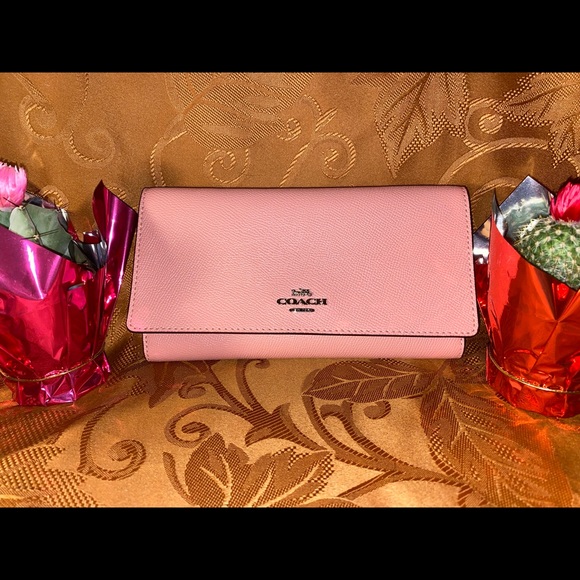 🆕 AUTHENTIC COACH TRIFOLD WALLET SV/LIGHT BLUSH - Picture 5 of 8